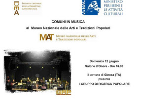 Riconoscimento al Gruppo di Ricerca Popolare e Concerto presso il Museo delle Arti e Tradizioni Popolare a Roma